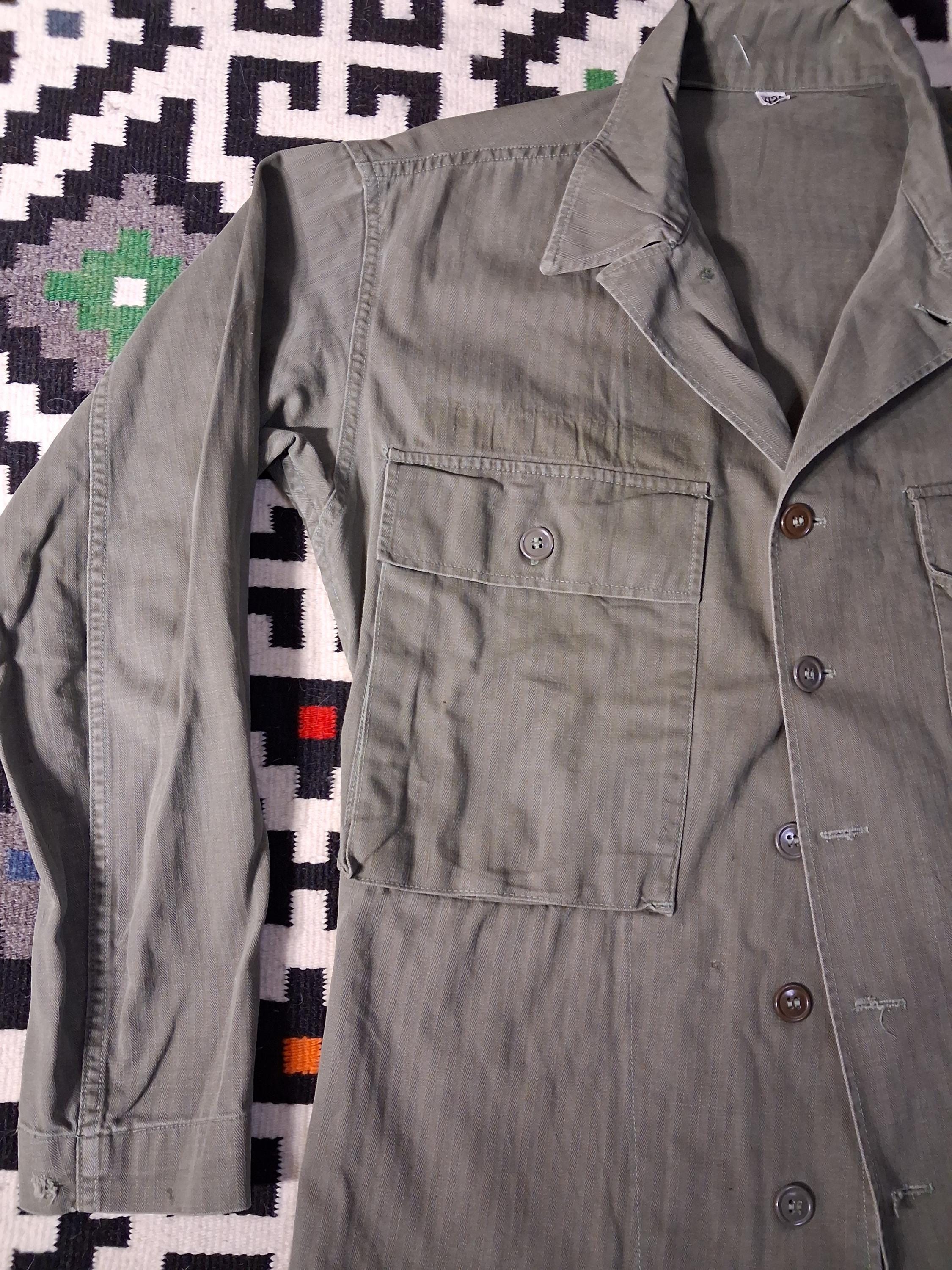 Vintage 1940s WW2 HBT 2 Pocket US Army Military Field Jacket