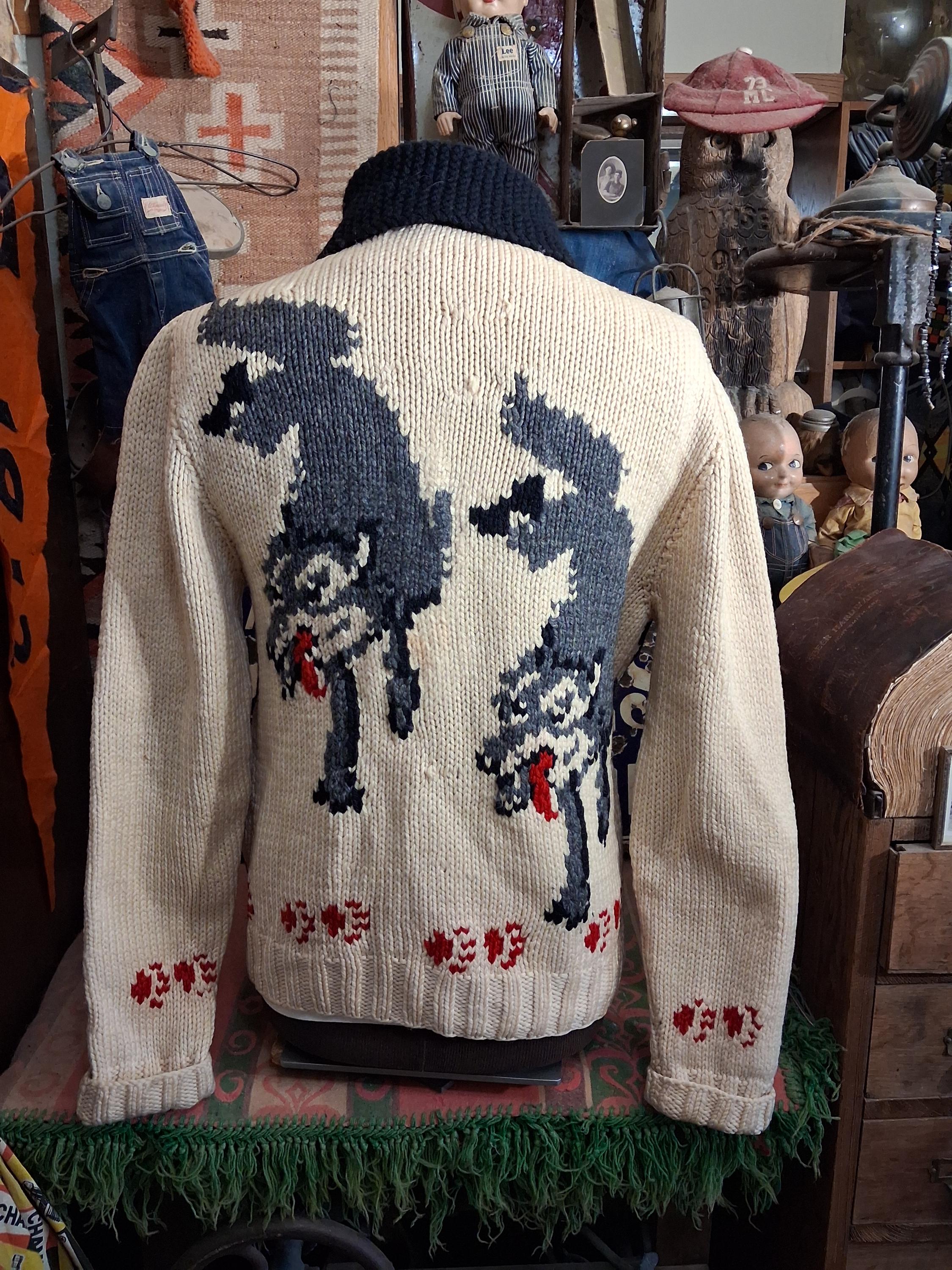 【90s】 Cowichan sweater ''馬柄'' Vintage Wolf Cowichan Sweater - Etsy