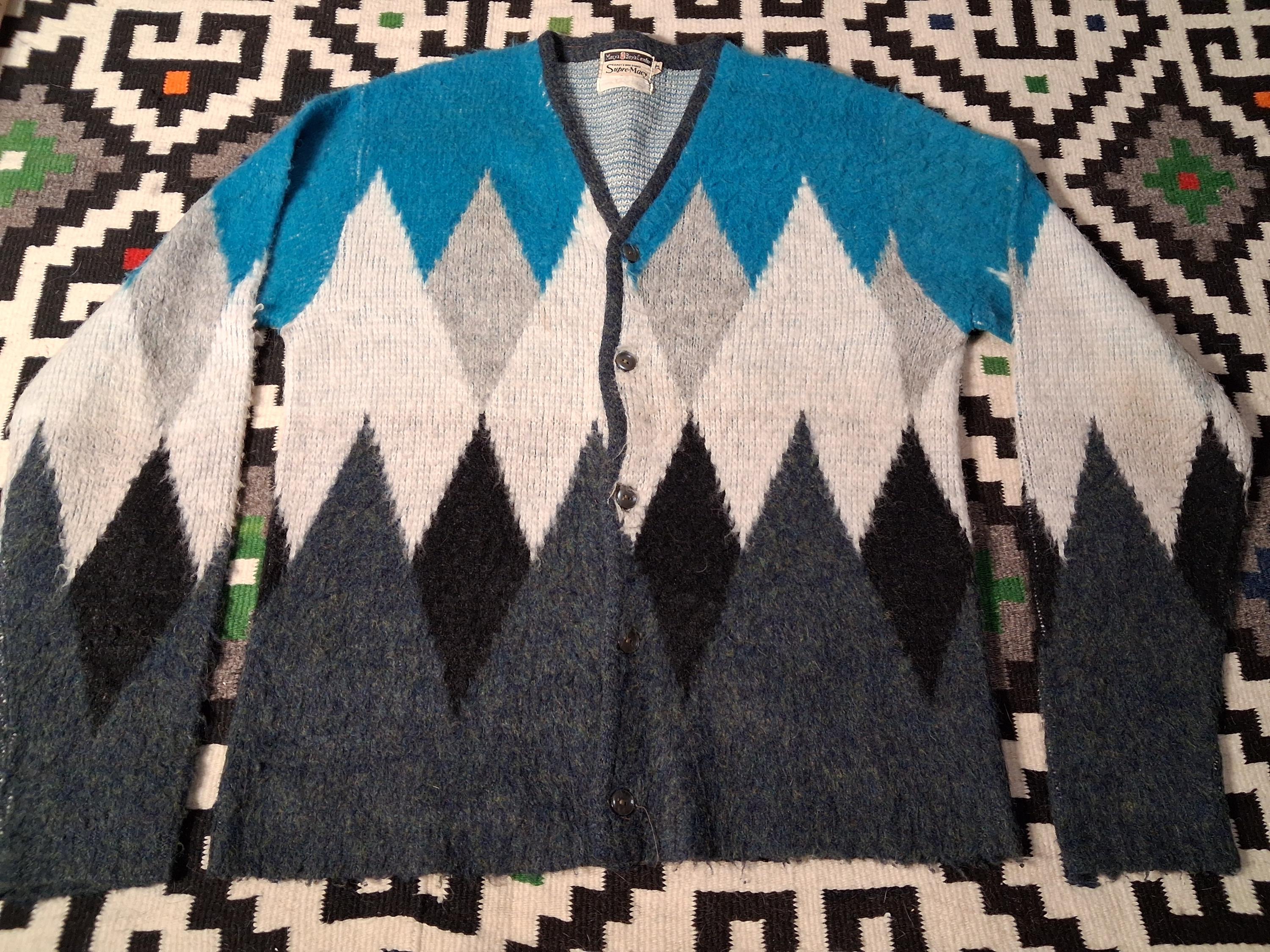 カーディガン Vintage cardigan 'Mohair' argyle LAD MUSICIAN(ラッドミュージシャン) - ARGYLE MOHAIR KNIT CARDIGAN
