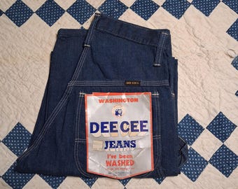 Osorterat 1960-70-tal Dee Cee Indigo Denim Snickarbyxor Jeans Arbetskläder Flasher NOS Verklig storlek: 26 x 31