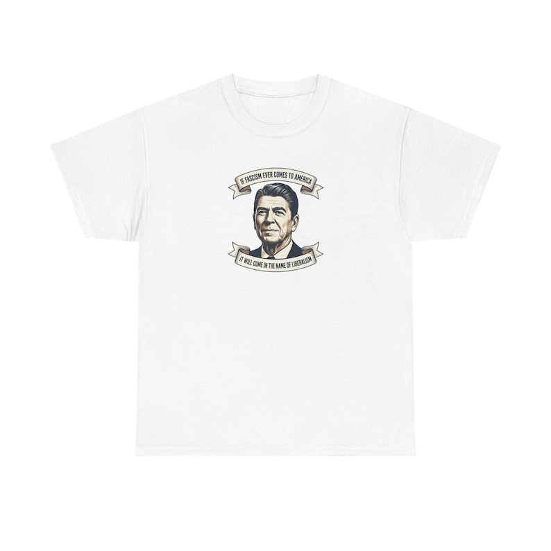 Ronald Reagan portrait tee | Presidential portrait shirt, vintage banner design | Fascism America image 2