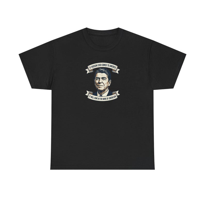 Ronald Reagan portrait tee | Presidential portrait shirt, vintage banner design | Fascism America image 3