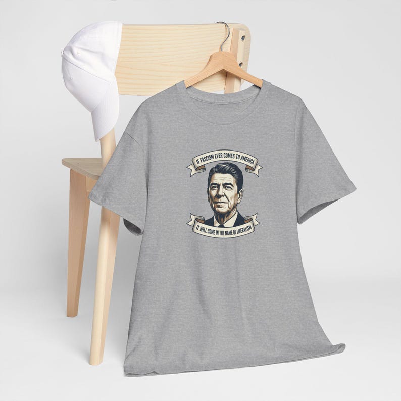 Ronald Reagan portrait tee | Presidential portrait shirt, vintage banner design | Fascism America image 15