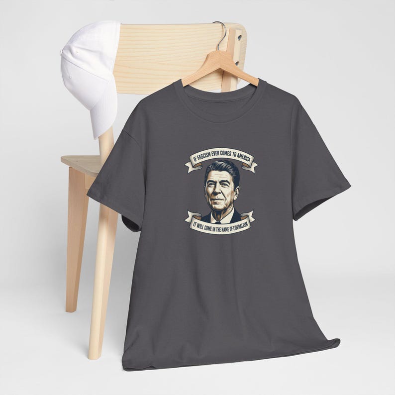 Ronald Reagan portrait tee | Presidential portrait shirt, vintage banner design | Fascism America image 17
