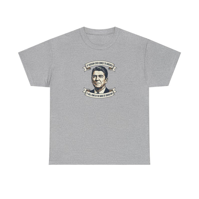 Ronald Reagan portrait tee | Presidential portrait shirt, vintage banner design | Fascism America image 5