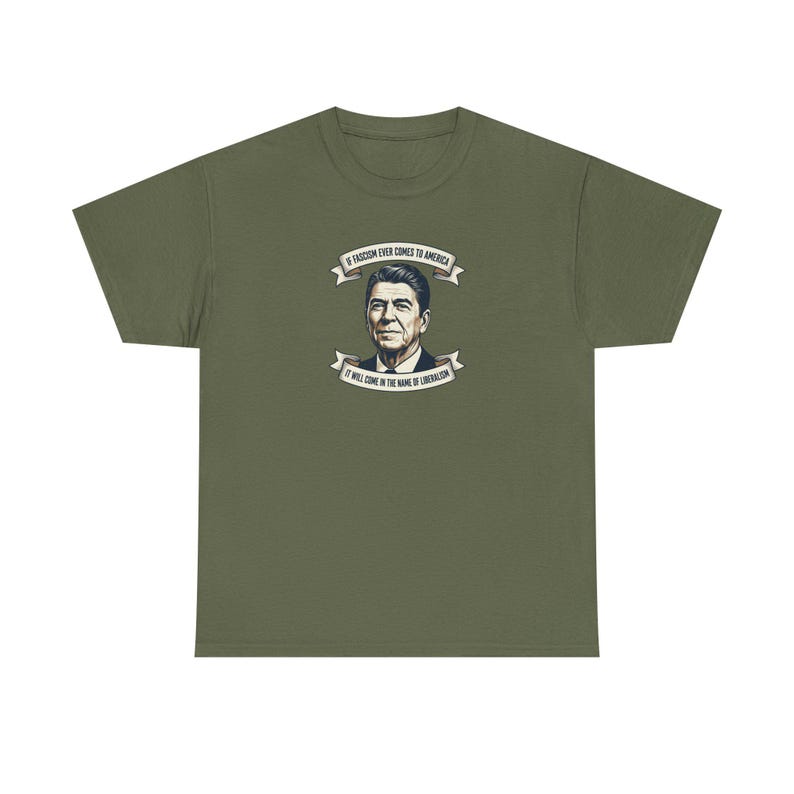 Ronald Reagan portrait tee | Presidential portrait shirt, vintage banner design | Fascism America image 7