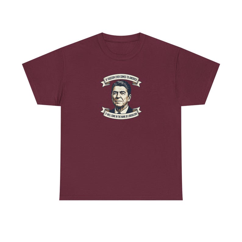 Ronald Reagan portrait tee | Presidential portrait shirt, vintage banner design | Fascism America image 6