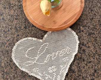 Corazón de amante - Tapete de ganchillo filet