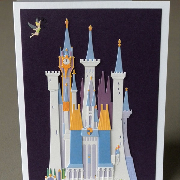 Cinderella's Castle card - with Tinker Bell - purple