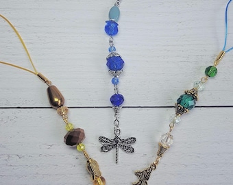 Y2K Beaded Phone Charm, Dragonfly Butterfly Bee Purse Charm, Handmade Camera Strap, Cute Binder Clip, Aesthetic Insect Accessories