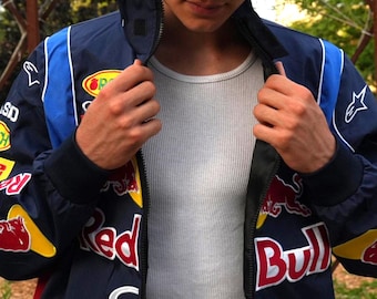 Veste de course Red Bull F1 vintage | Bomber brodé Formule 1 Streetwear