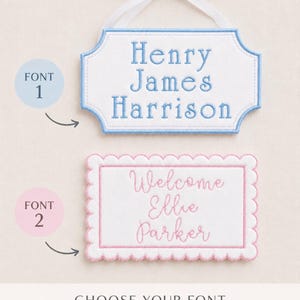 Personalized Embroidered Baby Name Sign | Custom Nursery Decor | Hospital Door Sign | Baby Name Plaque | Baby  Name and Stat Card