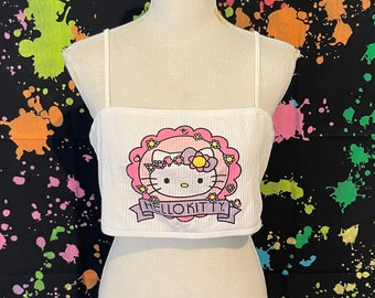 White Kitty Tube Top Tank Top, Cat Tank Top, Size XL