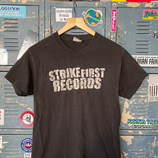 Vintage 90s Strike First Records T-shirt, Hardcore Music T-shirt, Vintage Band Tee, Unisex Size Medium