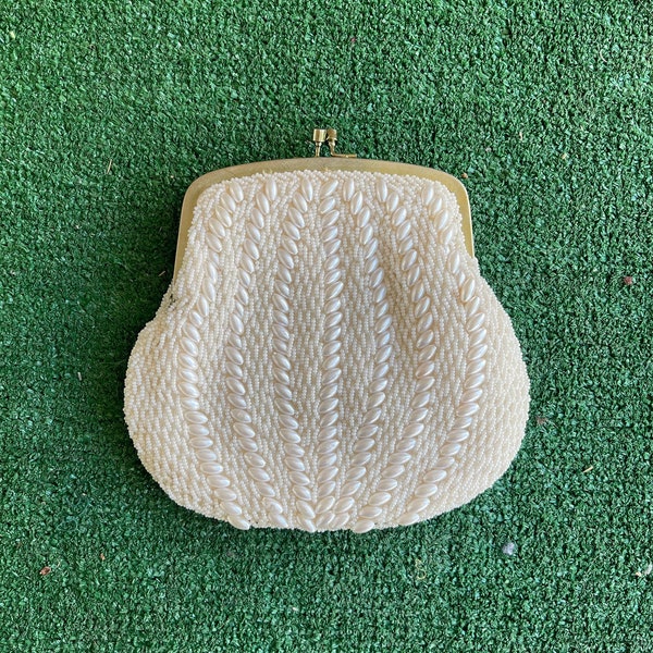 Vintage 90s Mister Ernest Pearl Beaded Evening Clutch