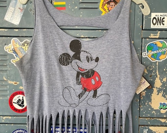 Vintage 80s Mickey Mouse Shirt, Hand-cut Mickey Mouse Shirt, Womens Size Large