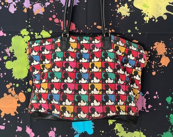 Vintage 90s Mickey Mouse Canvas Tote Bag, Disney Beach Bag