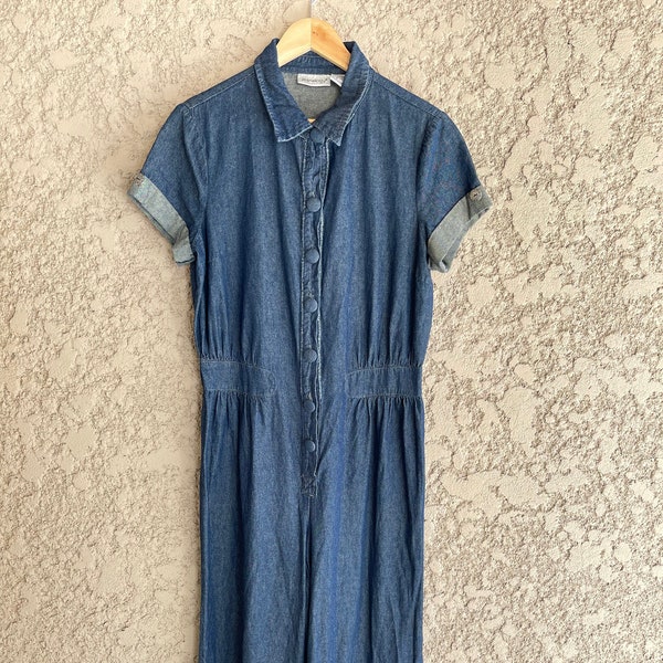 Vintage 90s Jeanology Denim Romper, Jean Jumpsuit, Women's Size 12