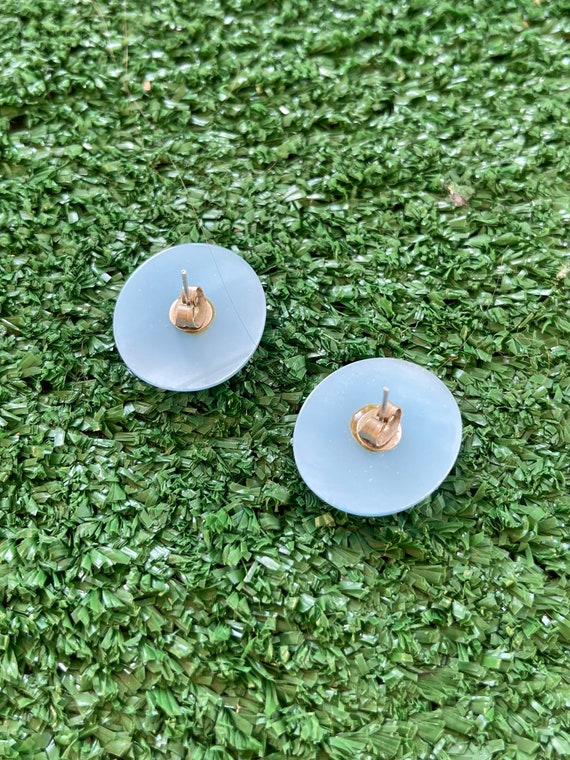 Vintage 90s Baby Blue Button Earrings, Stud Earri… - image 4