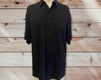 liz claiborne men's dress shirts Vintage 80s Liz Claiborne Menswear: Blue Striped Seersucker Button-up (large)