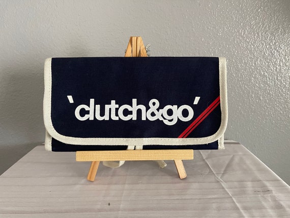 Vintage 80s Clutch & Go Navy Blue Clutch - image 2