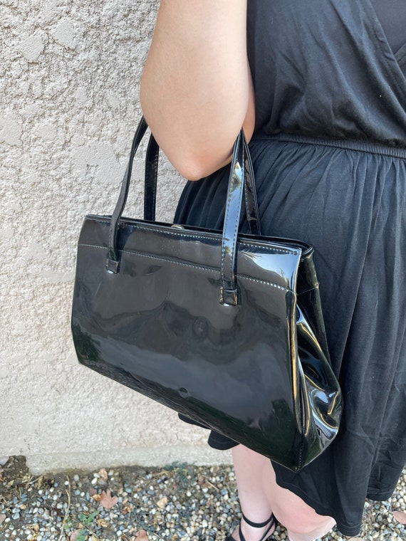 Vintage 1970s Large Black Handbag - image 4