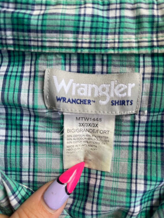 Vintage Wrangler Wrancher Plaid button-up Shirt w… - image 8