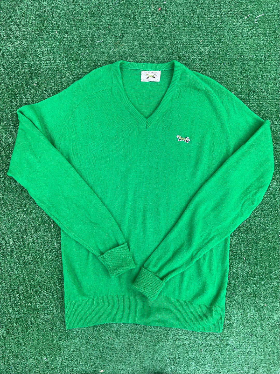 Vintage 1980s Green the Fox Sweater Jcpenney Sweater Pullover Sweater Size Large Etsy