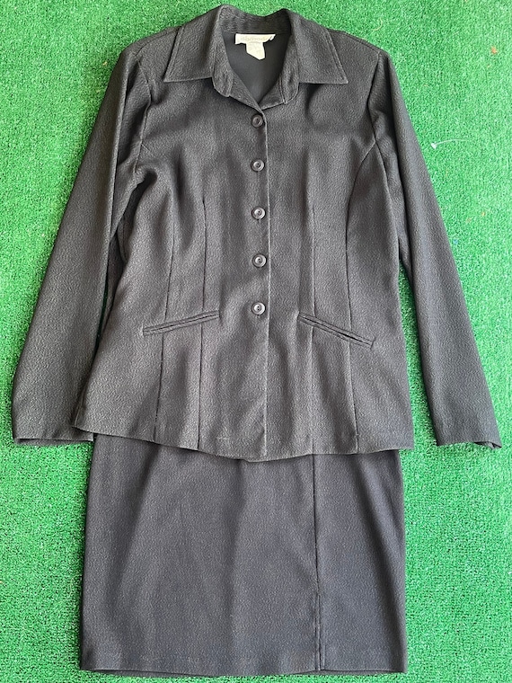 Vintage 80s Black Skirt Suit Set, Women's Suit Set