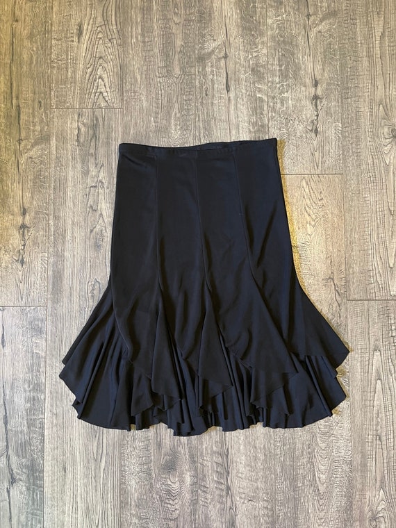 Vintage Black Ruffled Skater and Circle Skirt, Siz