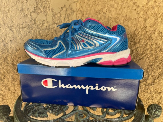 Vintage Champion Sneakers, Blue and Pink Sneakers… - image 2