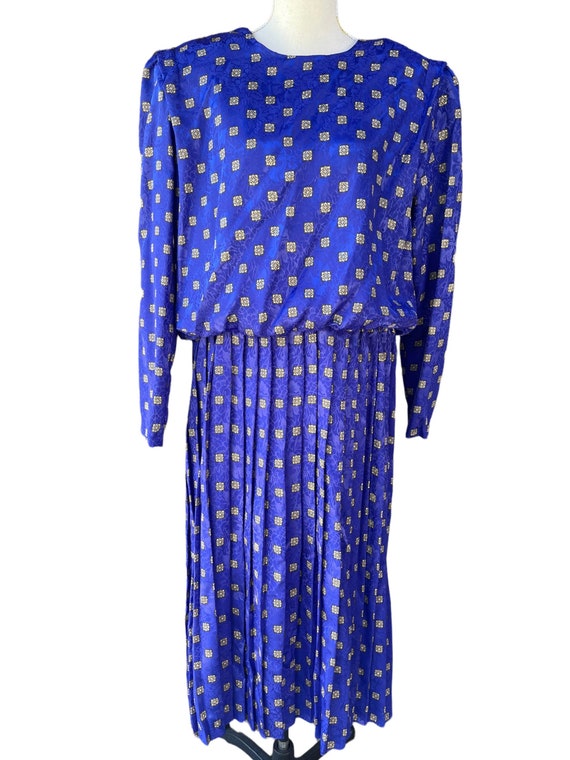 Vintage 80s Royal Blue Dress By Top Act - image 2