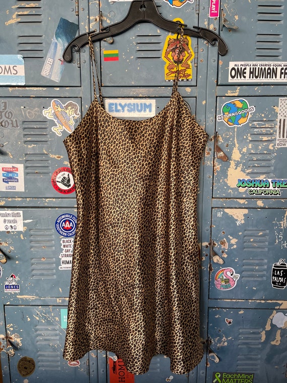 Y2K Leopard Silky Nightgown, Leopard Lingerie, Se… - image 1