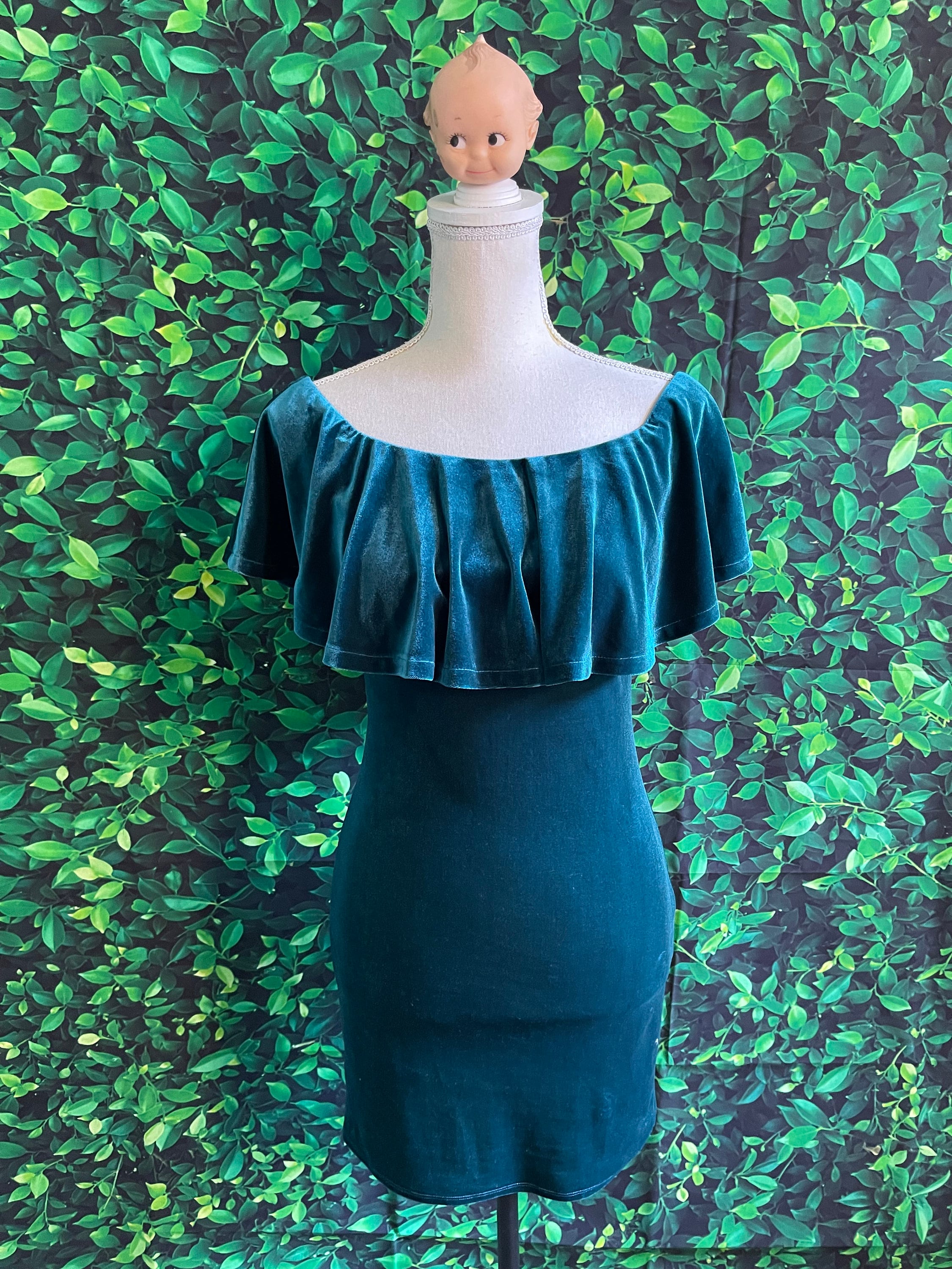 blue viral dress Tiered Velvet Mini Dress main image 1