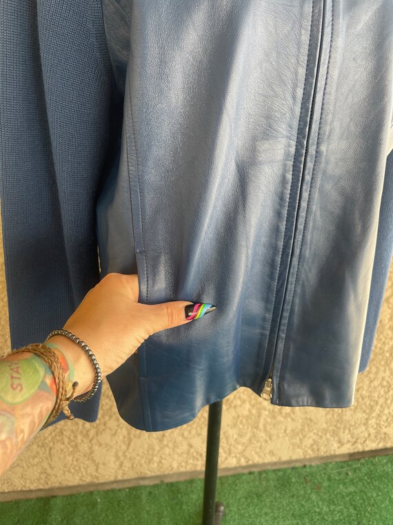 Pendleton Navy Blue Leather Wool Jacket, Womens S… - image 6