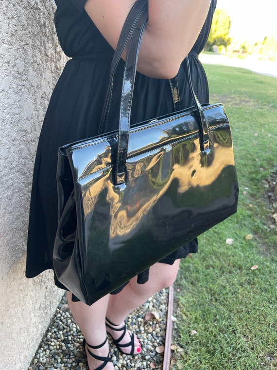 Vintage 1970s Large Black Handbag - image 3