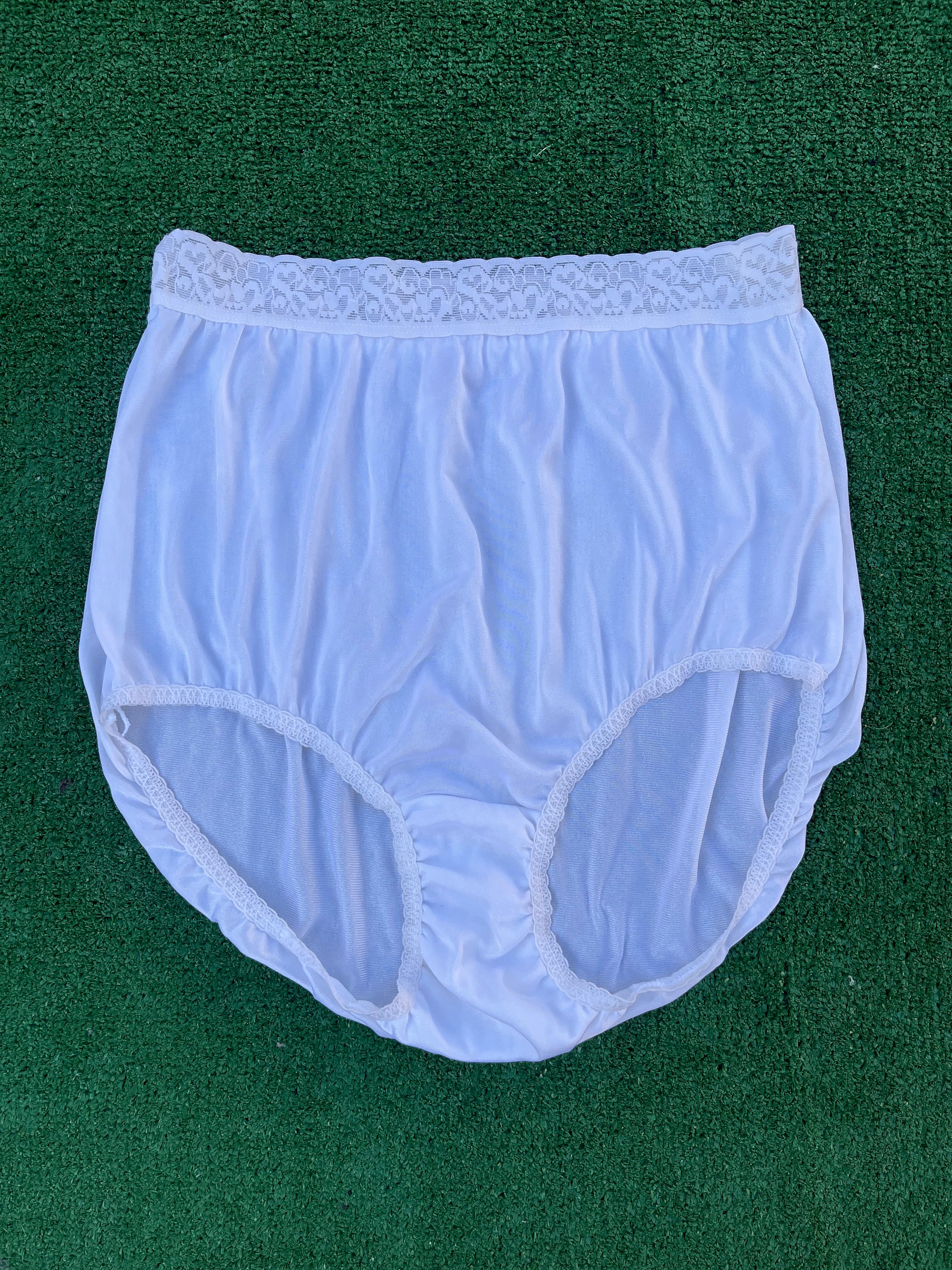 Vintage Hanes White Nylon Granny Panty Underwear, Women's Size Large