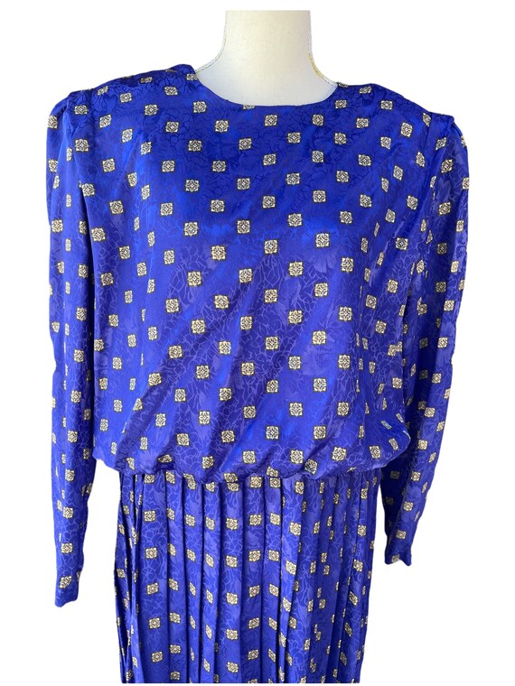 Vintage 80s Royal Blue Dress By Top Act - image 3
