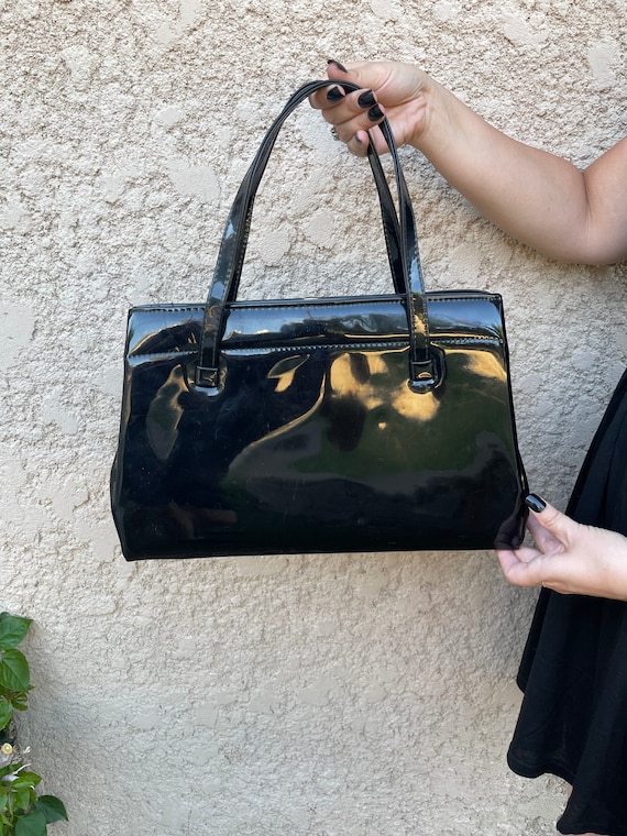 Vintage 1970s Large Black Handbag - image 2