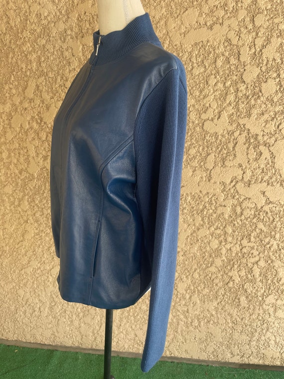 Pendleton Navy Blue Leather Wool Jacket, Womens S… - image 7