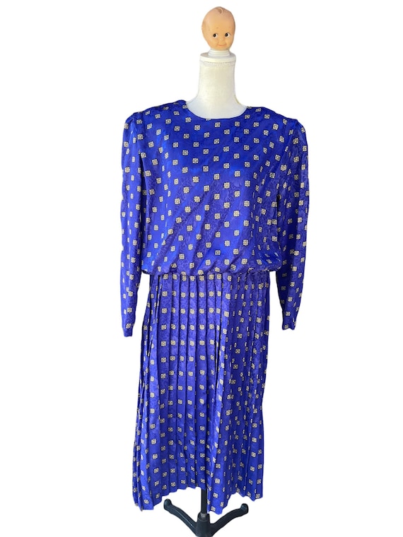 Vintage 80s Royal Blue Dress By Top Act - image 1