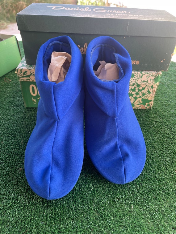 Vintage 70s Bright Blue House Slippers, Vintage Slipp… Gem