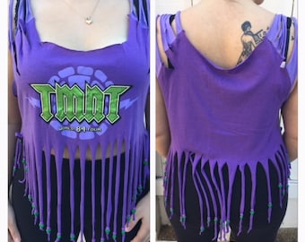Teenage Mutant Ninja Turtles Reworked Fringed T-shirt, Women's Size XL