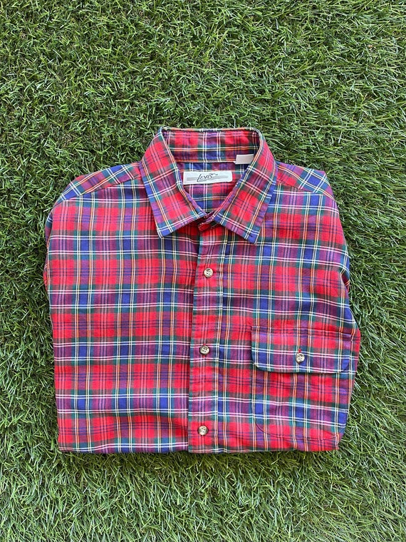 Vintage Levi's 1980s 80s Red Plaid Long Sleeve Shi