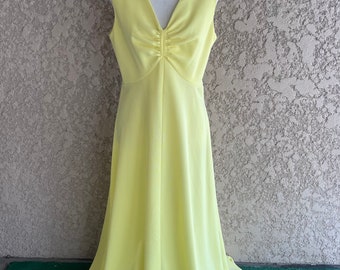 Vintage 1970s Yellow Long Maxi Dress