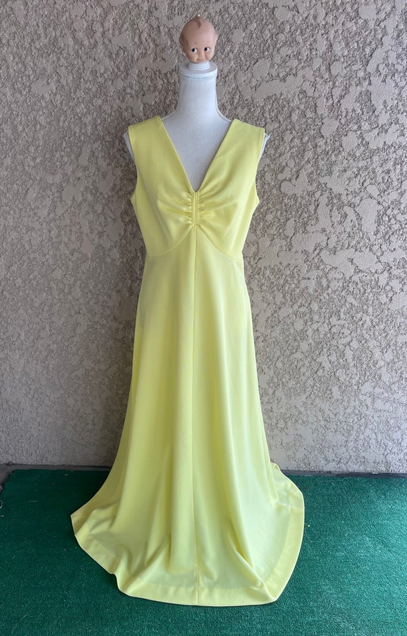 Vintage 1970s Yellow Long Maxi Dress