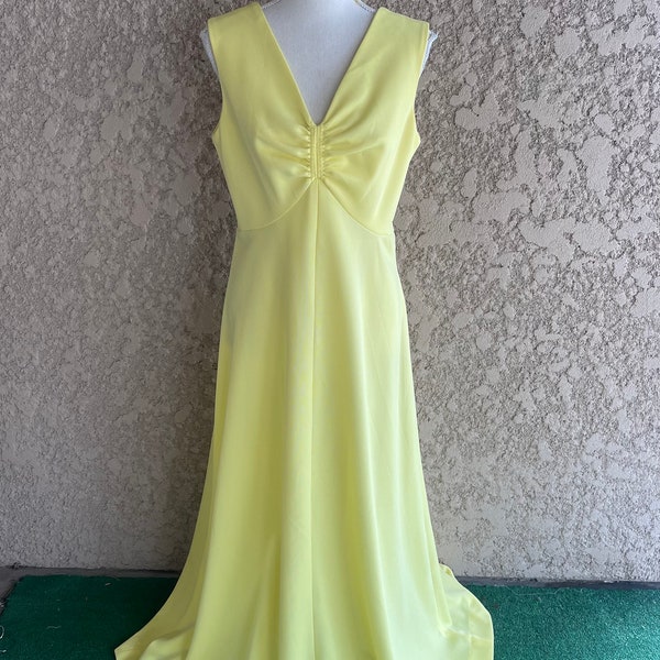 Vintage 1970s Yellow Long Maxi Dress