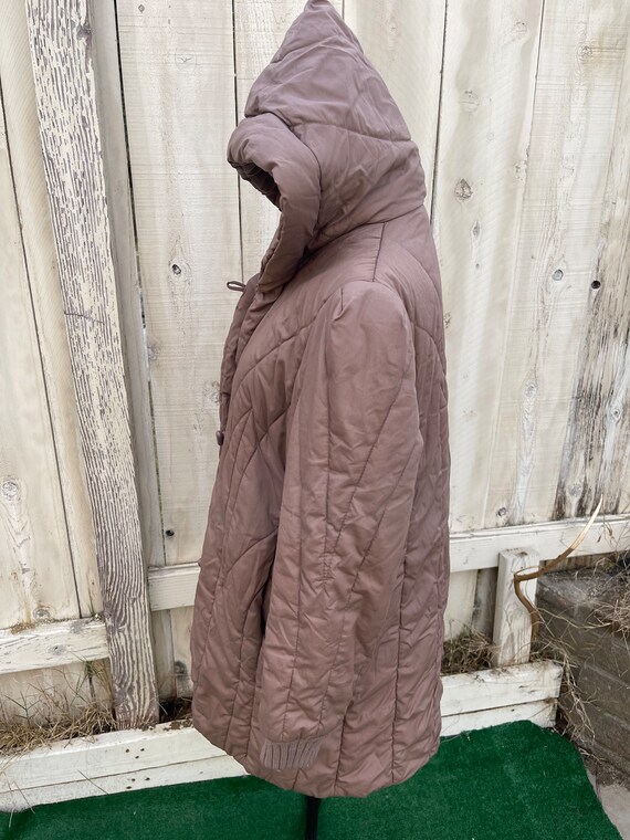 Vintage 80s Brown Saxton Hall Puffer Coat with Ho… - image 3