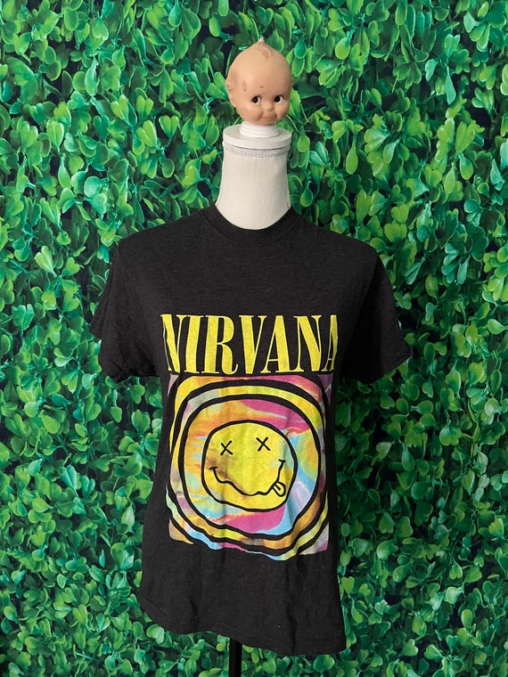 Nirvana Trippy Smiley Face Crew Neck T-shirt, Wom… - image 2