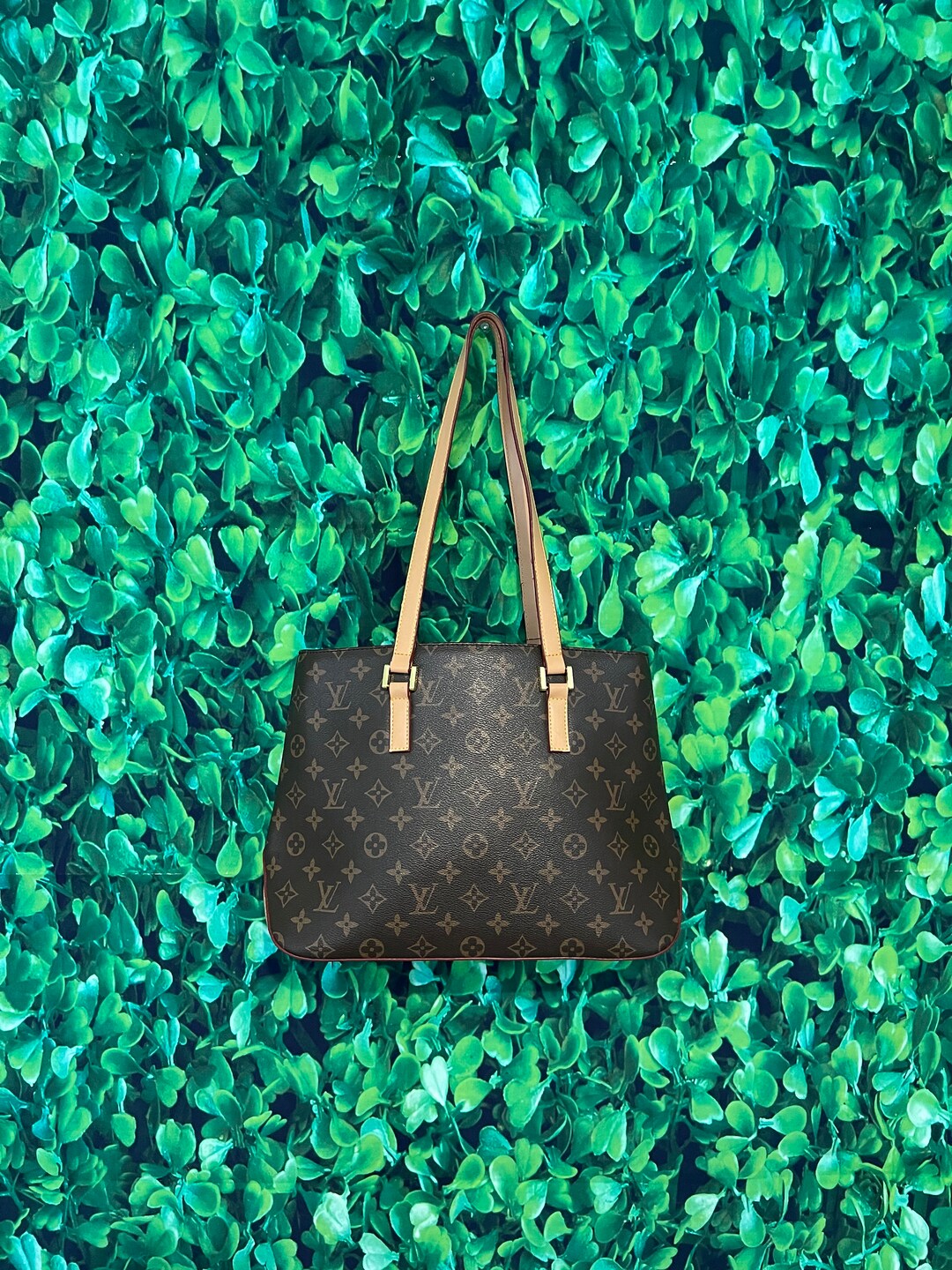 Vintage Faux Louis Vuitton Inspired Monogram Shoulder Tote Bag Etsy